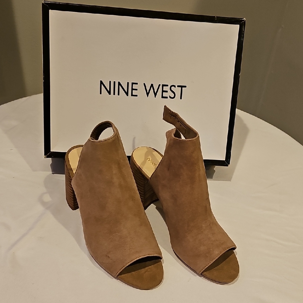 Nine West Tan Open Toe Mules